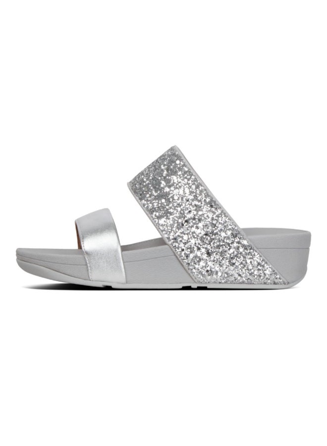 FitFlop - Glitter Slip-On Wedge Sandals Silver - Image 1