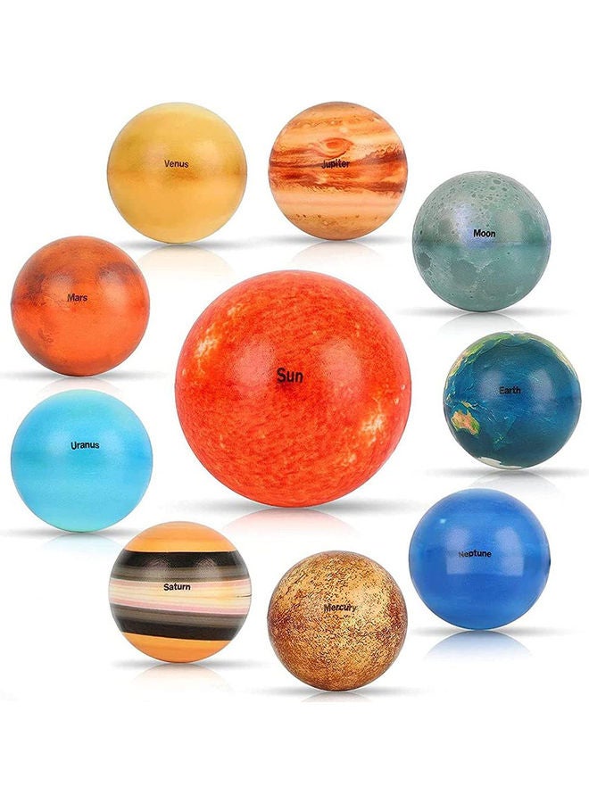 10-Piece Solar System Planets Stress Relief Bouncy Ball Set 6.3cm  - Image 1
