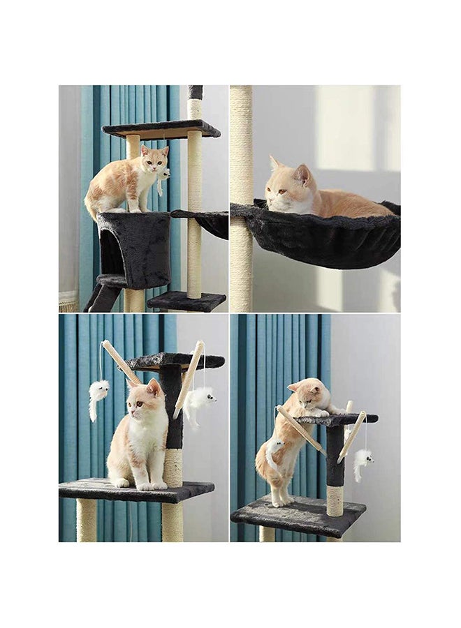 Multi-Layer Cat Tree House With Hanging Kitten Toy Black/White 50x35x138cm - v1636195711/N51279464A_5