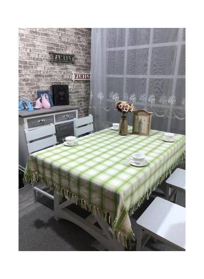 Handsomegift Cotton Table Cloth Green/White 135x180cm - Image 2