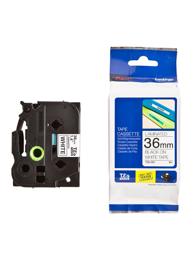 brother Label Tape - TZE-261 Black-White