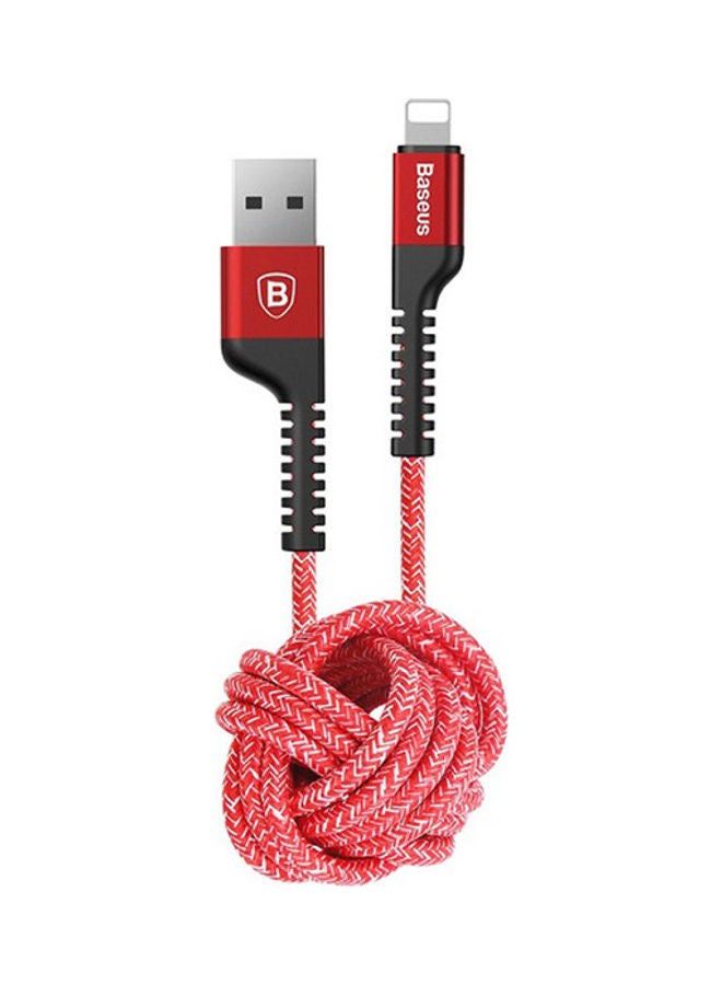 بيسوس كابل USB 2A بطول متر مضاد للكسر لأجهزة الأيفون أحمر/أسود/فضي - Image 3