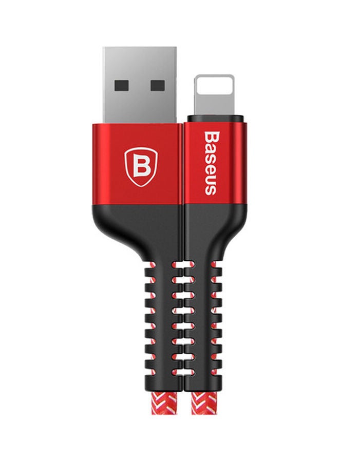 بيسوس كابل USB 2A بطول متر مضاد للكسر لأجهزة الأيفون أحمر/أسود/فضي - Image 1