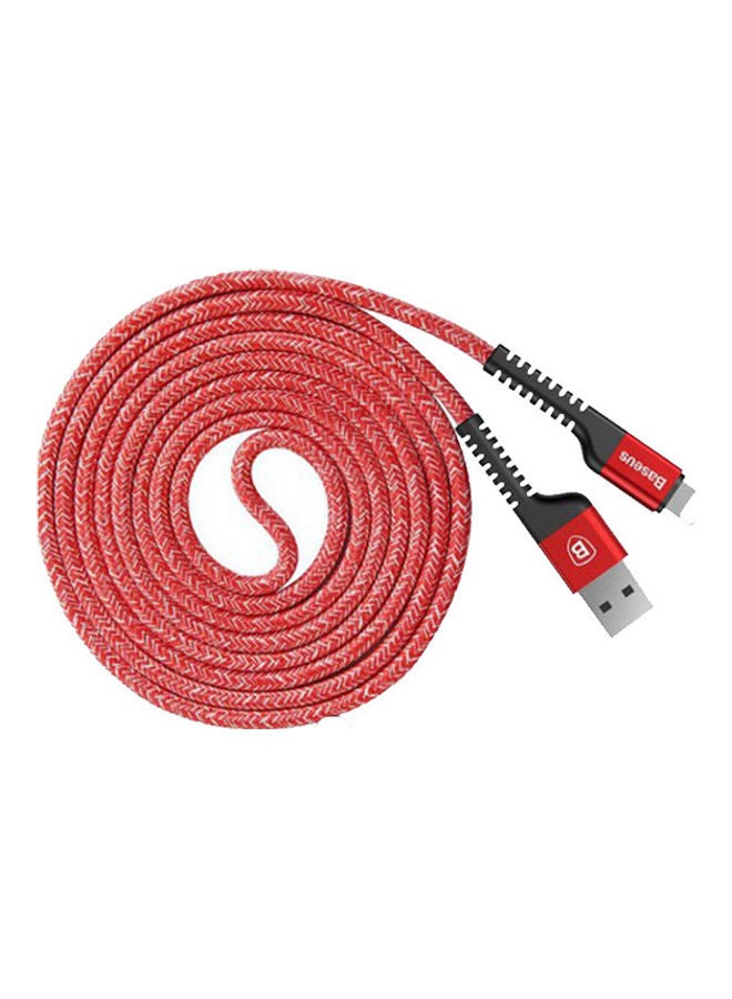 بيسوس كابل USB 2A بطول متر مضاد للكسر لأجهزة الأيفون أحمر/أسود/فضي - Image 2