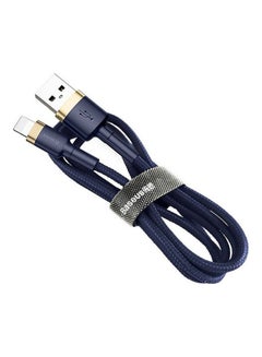 Baseus USB to Lightning Charging Cable Cafule Nylon Braided High-Density Quick Charge Compatible for iPhone 13 12 11 Pro Max Mini XS X 8 7 6 5 SE iPad (2 Meter) Dark Blue/Gold  - Image 1