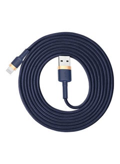 Baseus USB to Lightning Charging Cable Cafule Nylon Braided High-Density Quick Charge Compatible for iPhone 13 12 11 Pro Max Mini XS X 8 7 6 5 SE iPad (2 Meter) Dark Blue/Gold  - Image 3