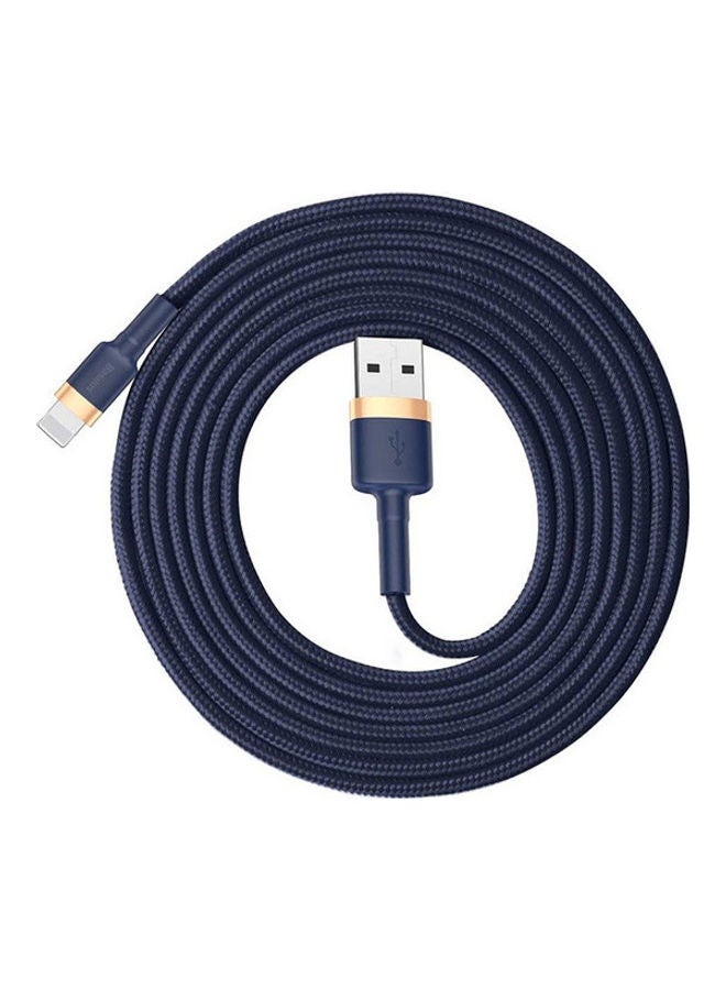 Baseus USB to Lightning Charging Cable Cafule Nylon Braided High-Density Quick Charge Compatible for iPhone 13 12 11 Pro Max Mini XS X 8 7 6 5 SE iPad (2 Meter) Dark Blue/Gold  - Image 3