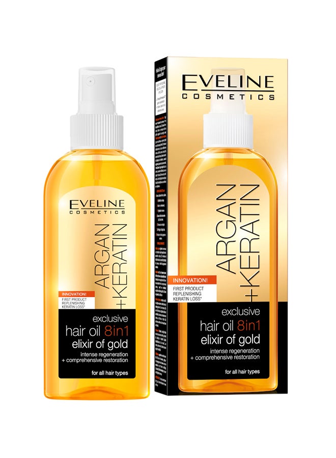 Eveline 8-In-1 Argan Keratin Silk Hair Oil 150ml  - Image 1