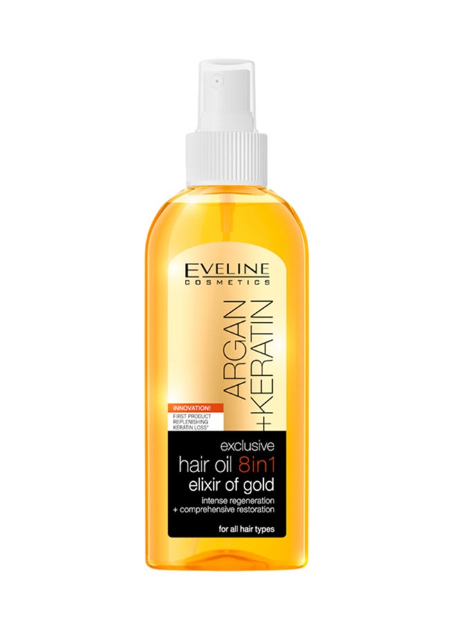 Eveline 8-In-1 Argan Keratin Silk Hair Oil 150ml  - Image 2