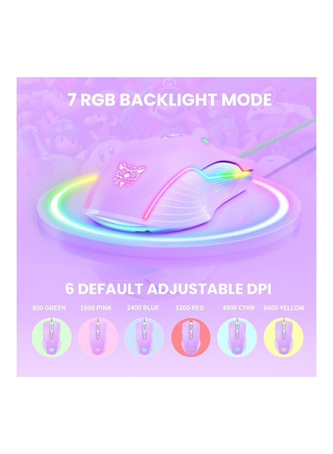 onikuma - CW905 6400 DPI Wired Gaming Mouse USB Game Mice 7 Buttons Design Breathing LED Colors for Laptop PC Gamer - Image 1