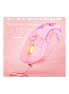 onikuma CW902 Wired Computer/Laptop Gaming RGB Glowing Mouse Pink  - Image 4