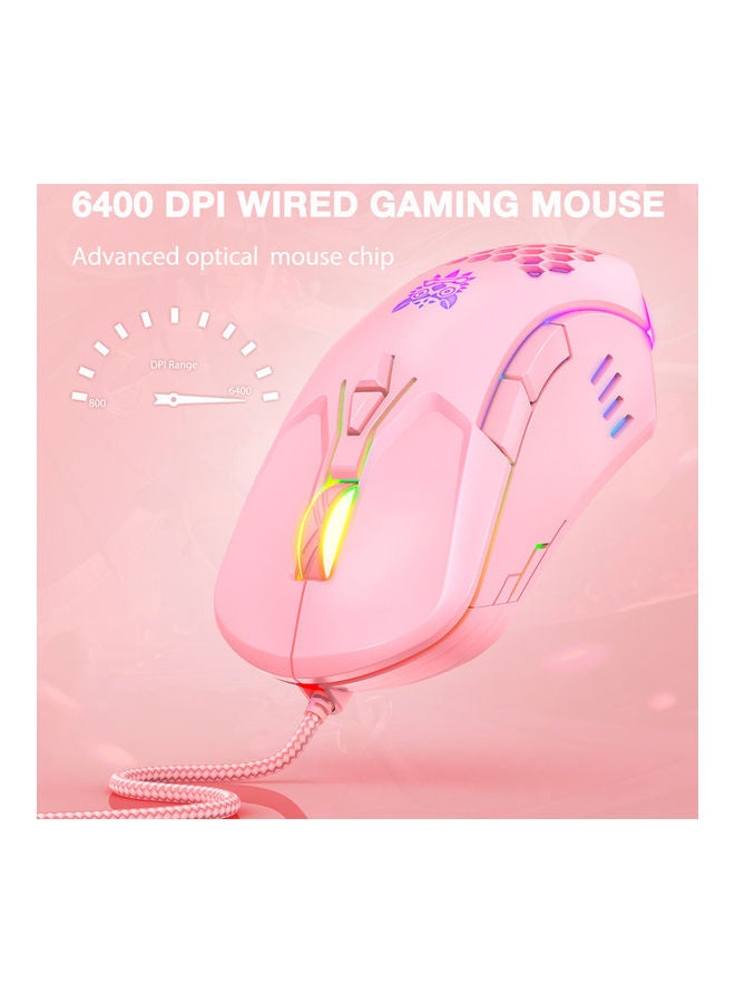 onikuma - CW902 Wired Computer/Laptop Gaming RGB Glowing Mouse Pink - Image 1