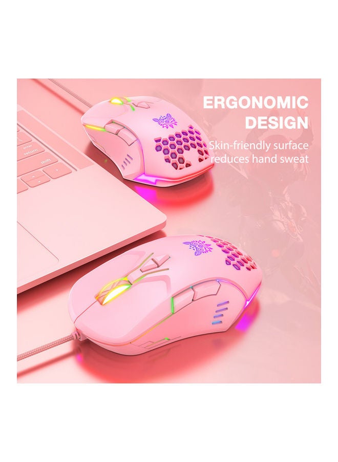 onikuma - CW902 Wired Computer/Laptop Gaming RGB Glowing Mouse Pink - Image 1