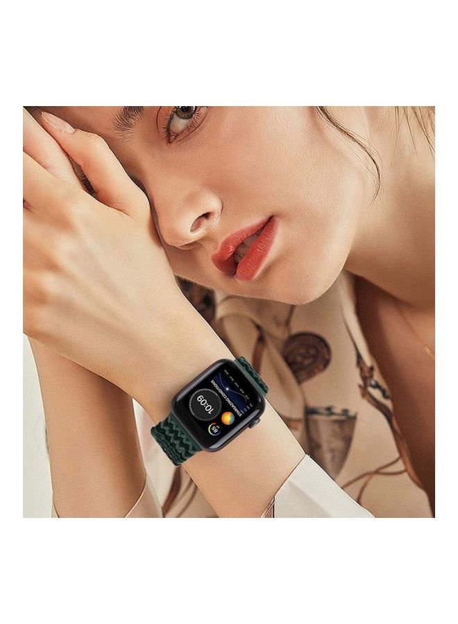 مارجون سوار سولو لوب قابل للتعديل مزود بإبزيم مقاس 42/44/45 مم لساعة أبل آي ووتش 7/6/SE/5/4/3/2/1 أخضر/أسود - Image 4