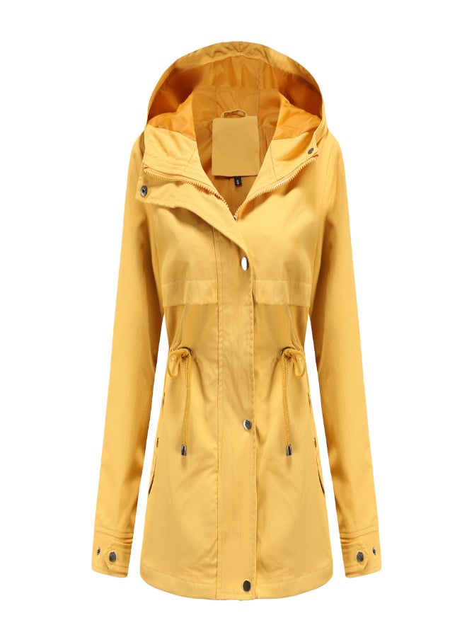 Waist Closed Hooded Coat Yellow - Image 3
