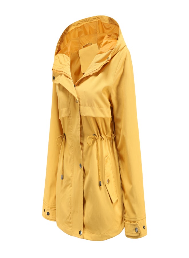Waist Closed Hooded Coat Yellow - Image 2