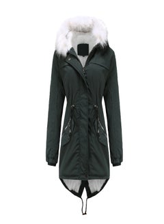 Generic Hooded Neck Long Sleeve Parka Coat Dark Green  - Image 1