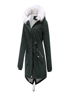 Generic Hooded Neck Long Sleeve Parka Coat Dark Green  - Image 2