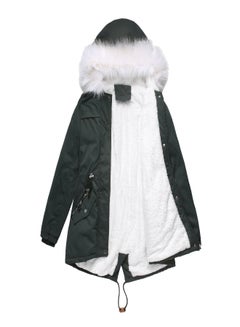 Generic Hooded Neck Long Sleeve Parka Coat Dark Green  - Image 3