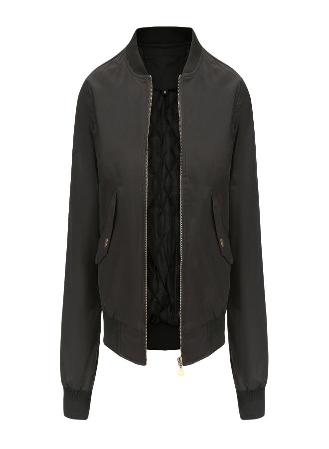 Generic - Flight Suit Long Sleeve Aviator Bomber Jacket Black - Image 1