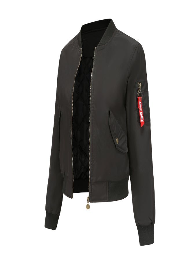 Generic - Flight Suit Long Sleeve Aviator Bomber Jacket Black - Image 1