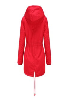 Generic Hooded Neck Long Sleeve Parka Coat Red  - Image 2