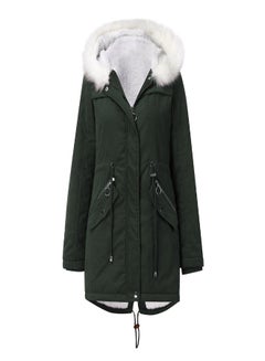 Generic Hooded Neck Long Sleeve Parka Coat Dark Green  - Image 1