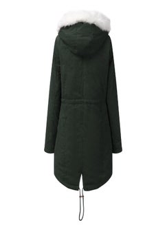 Generic Hooded Neck Long Sleeve Parka Coat Dark Green  - Image 2