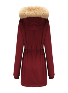 Generic Hooded Neck Long Sleeve Parka Coat Red  - Image 2