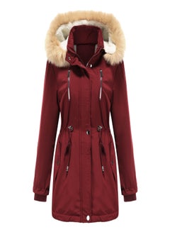 Generic Hooded Neck Long Sleeve Parka Coat Red  - Image 3