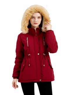 Generic Hooded Neck Long Sleeve Parka Coat Red  - Image 1