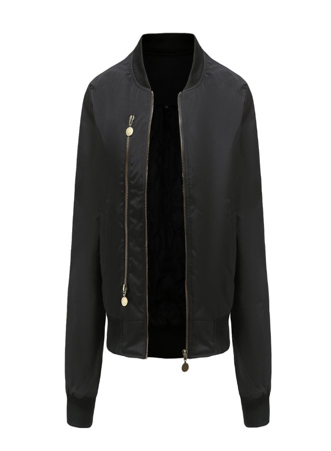 Long Sleeve Bomber Jacket Black - Image 1