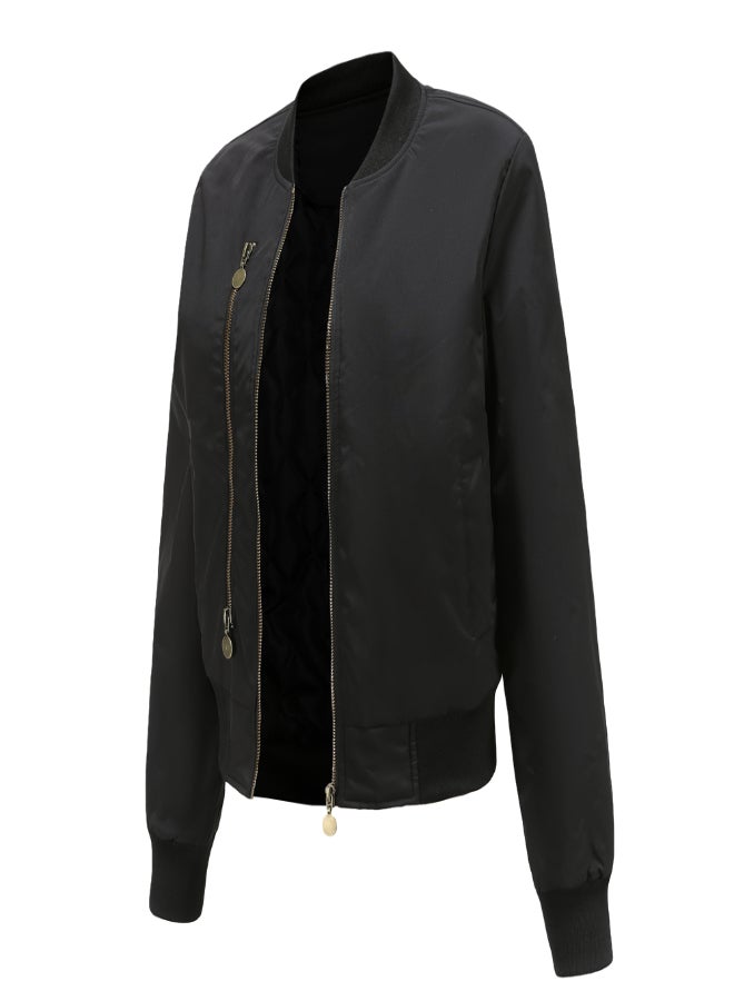 Long Sleeve Bomber Jacket Black - Image 3