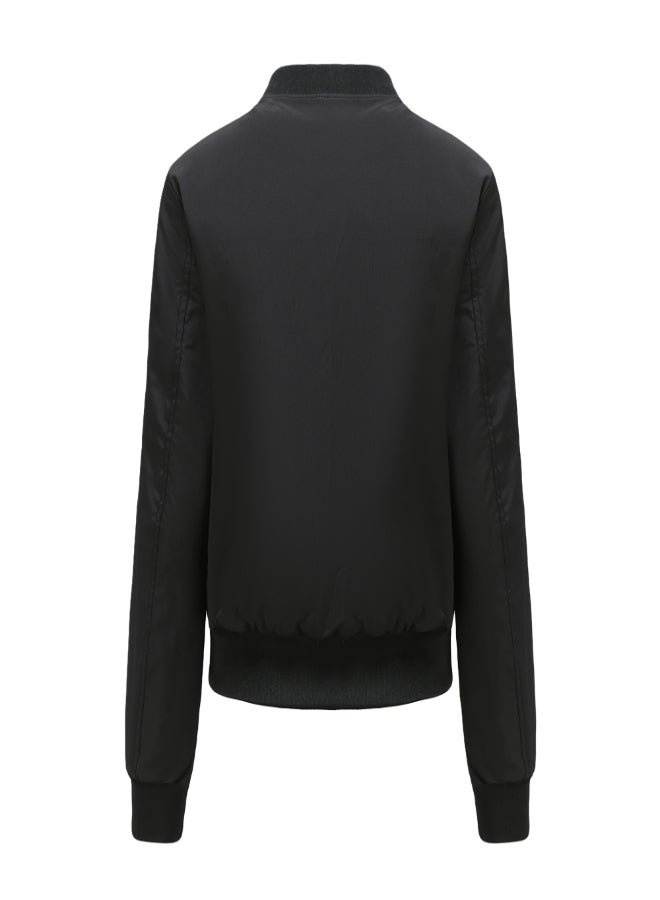Long Sleeve Bomber Jacket Black - Image 2