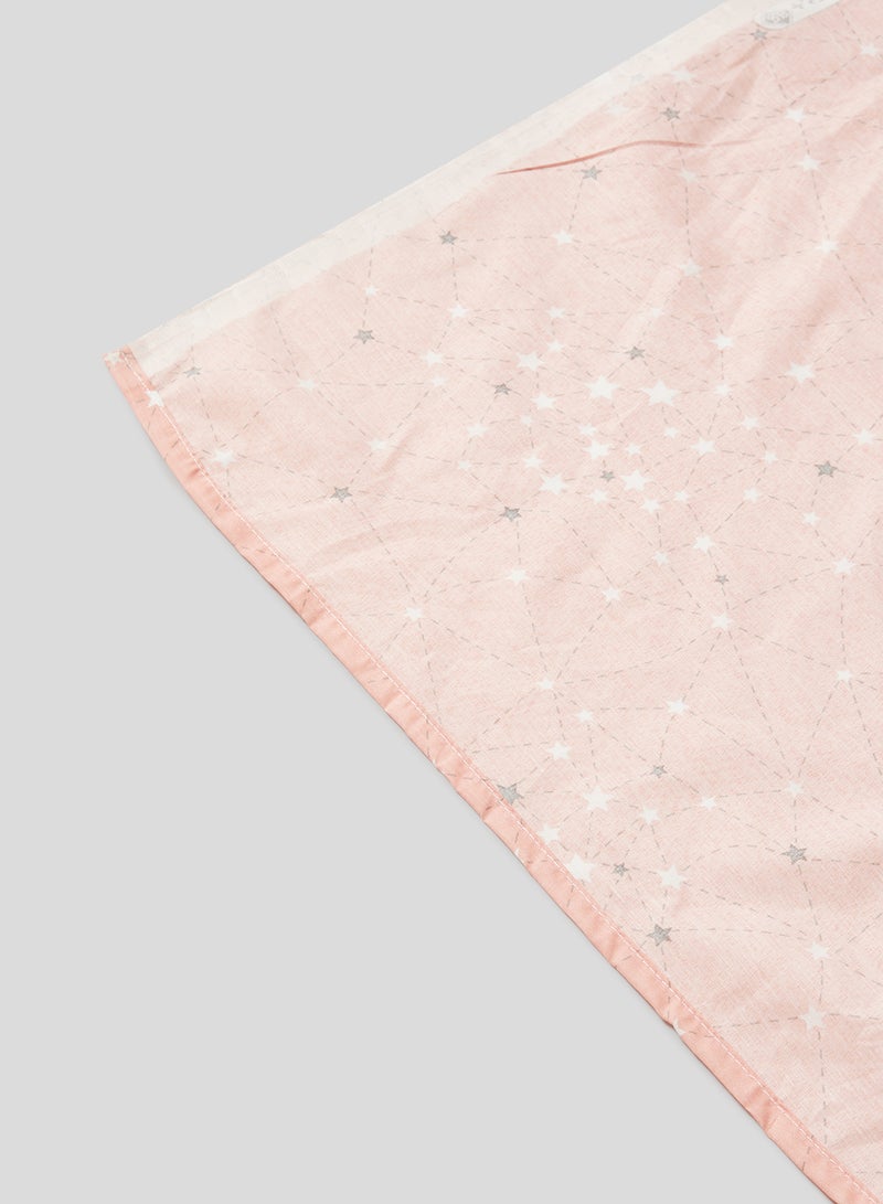 RISHAHOME 3-Piece Queen Size 180 Thread Count  Star Premium Collection Printed Bedsheet Set Includes 1xBedsheet, 2xPillow Cases 50x75 cm Cotton Peach 240x254cm  - Image 4