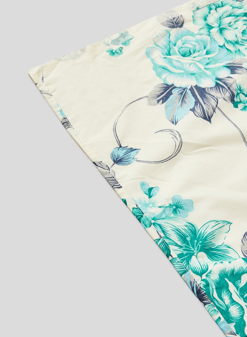 RISHAHOME 2-Piece Single Size 180 Thread Count  Premium Collection Floral Printed Bedsheet Set Includes 1xBedsheet ,1xPillow Case 50x75 cm Cotton White/Blue/Grey 147x240cm  - Image 4
