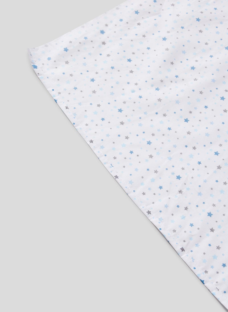 RISHAHOME 3-Piece Queen Size 180 Thread Count  Premium Collection Star Printed Bedsheet Set Inclides 1xBedsheet, 2xPillow Cases 50x75 cm Cotton White 240x254cm  - Image 4