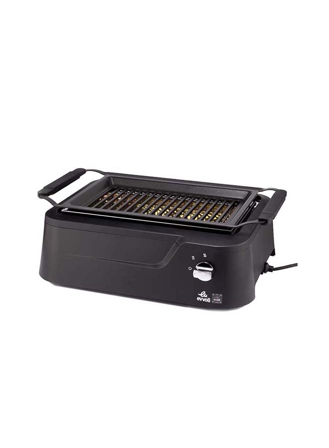 evvoli Electric Grill Indoor Outdoor Non-stick Smokeless 2 Year Warranty 1800 W EVKA-GR1660B Black  - Image 1