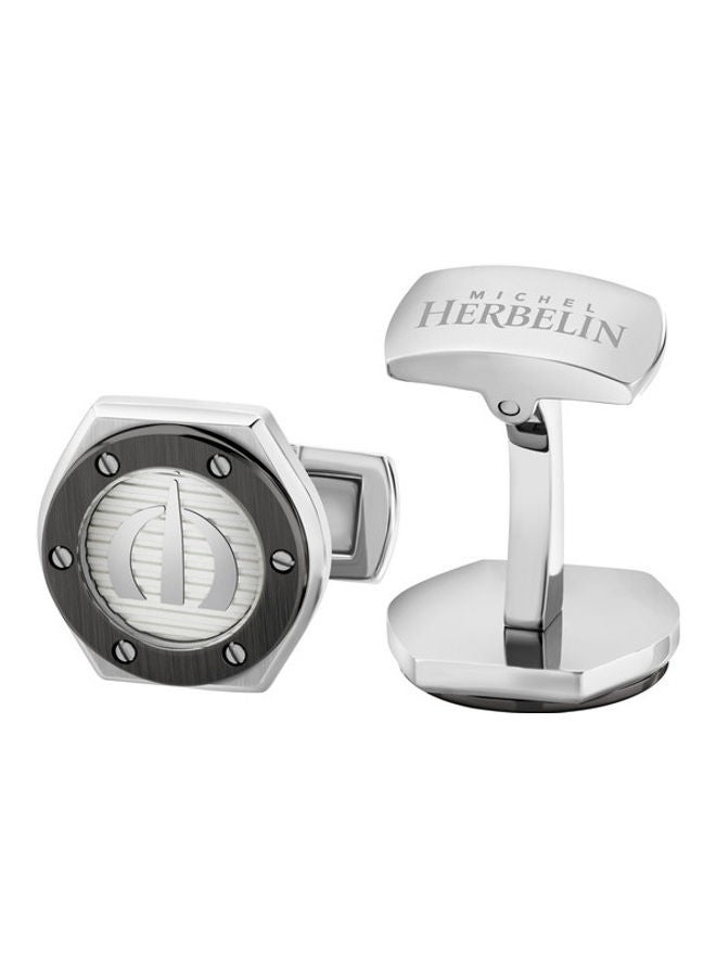 MICHEL HERBELIN - Gun Plating And Stainless Steel Cufflink - Image 1
