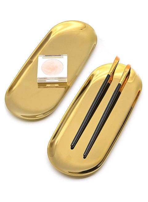 2-Piece Stainless Steel Serving Tray Gold 30x12cm
