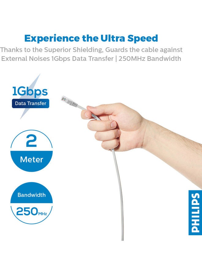 Philips Cat 6 Network Cable 2meter Grey  - Image 2
