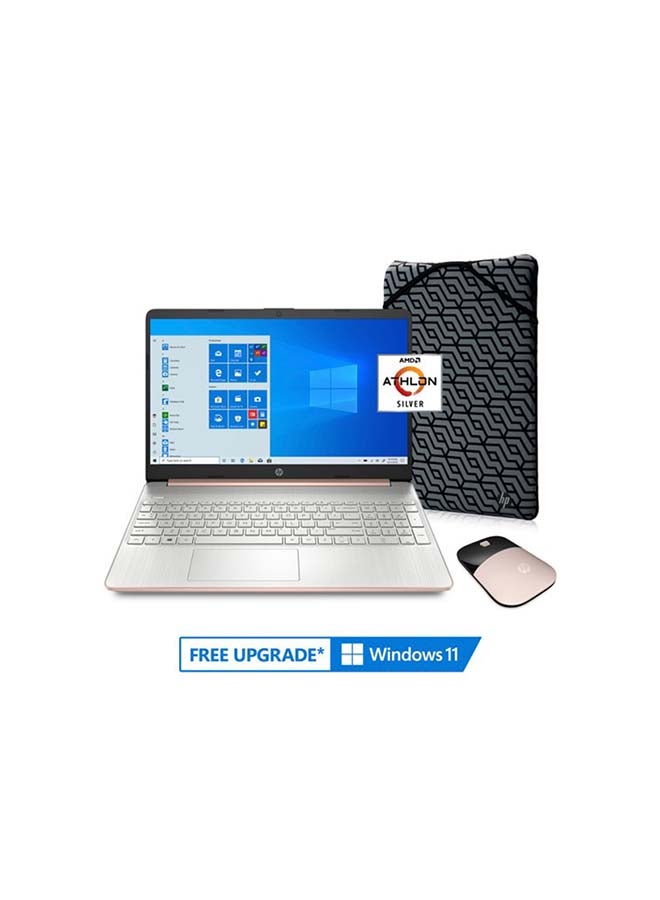HP (Upgraded Version) 15-ef1073wm Laptop With 15.6-Inch HD Display, Athlon N3050U Processor/4GB RAM/128GB SSD/AMD Radeon Graphics/Windows 10/ English Rose Gold English Rose Gold - Image 1