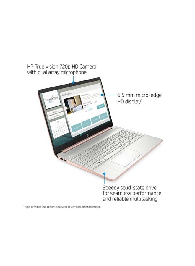 HP (Upgraded Version) 15-ef1073wm Laptop With 15.6-Inch HD Display, Athlon N3050U Processor/4GB RAM/128GB SSD/AMD Radeon Graphics/Windows 10/ English Rose Gold English Rose Gold - Image 2