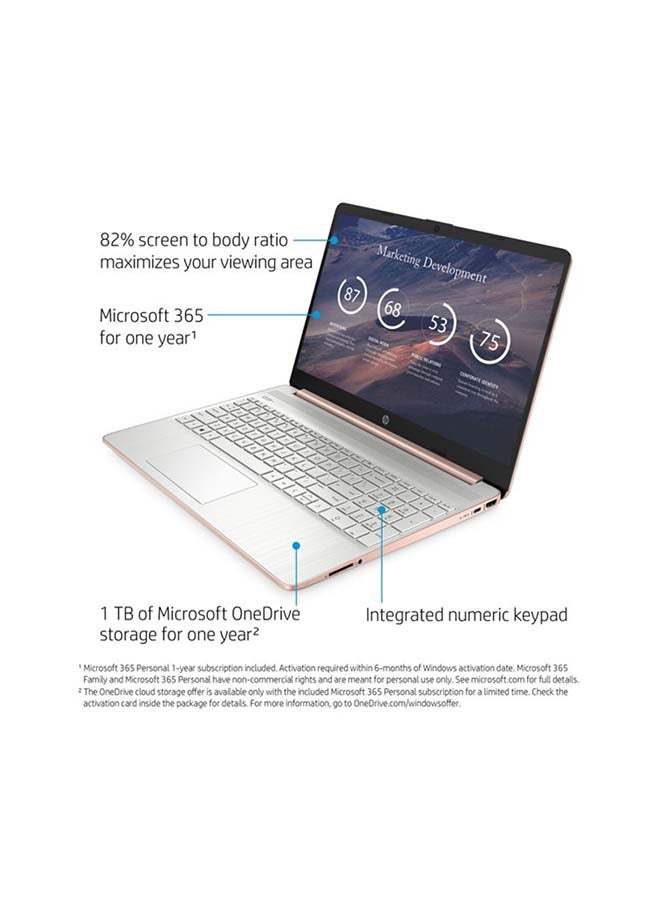 HP (Upgraded Version) 15-ef1073wm Laptop With 15.6-Inch HD Display, Athlon N3050U Processor/4GB RAM/128GB SSD/AMD Radeon Graphics/Windows 10/ English Rose Gold English Rose Gold - Image 3