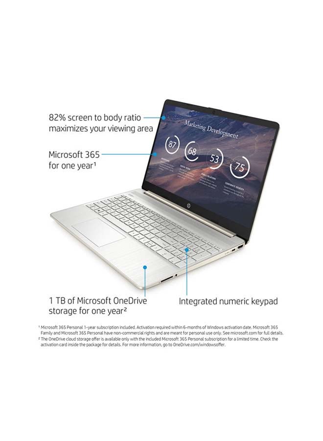 HP EF1072 Laptop With 15.6-Inch HD Display, Athlon N3050U Processer/4GB RAM/128GB SSD/AMD Radeon Graphics/Windows 10/ English Gold - Image 3