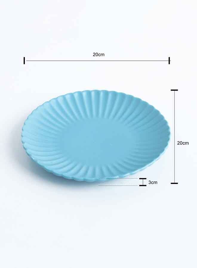 Chrysanthemum Round Flat Plate Blue 20x20x3cm - v1636284260/N32621927A_4