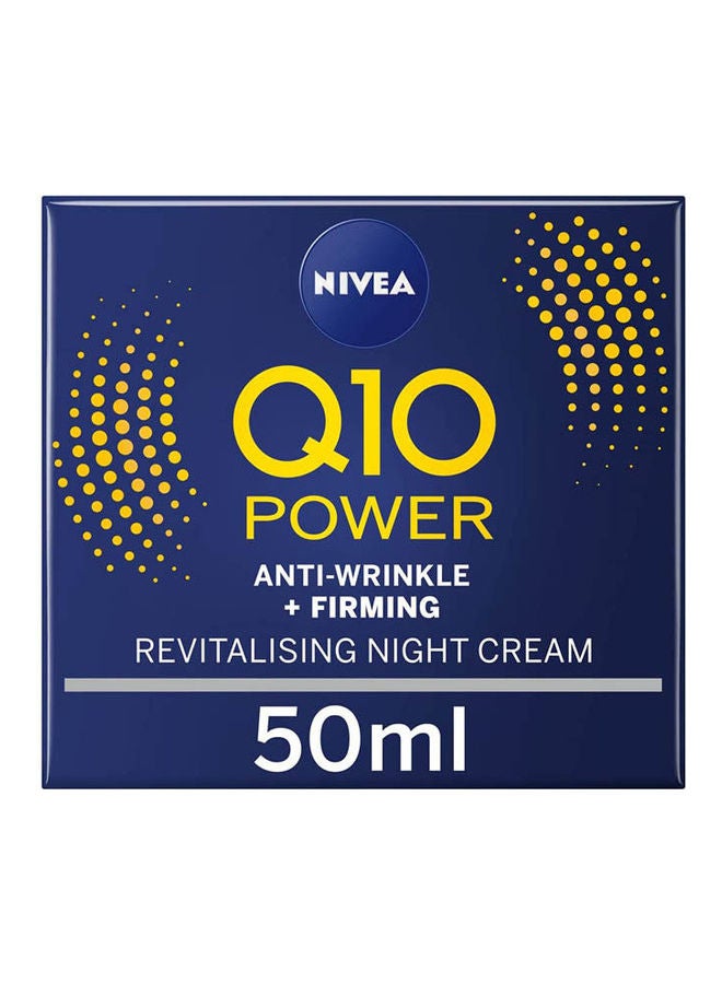 Nivea Q10 Power Anti-Wrinkle + Firming Night Cream (50 ml), Anti Ageing Cream + Creatine and Q10, Nightly Moisturiser for Women, Face Cream with Coenzyme Q10 Multicolour 50ml