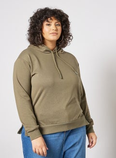 Plus Size Basic Hoodie Green