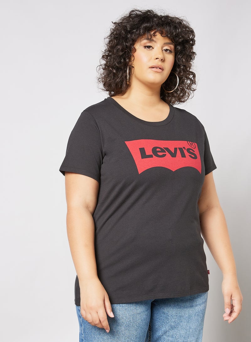 Plus Size Batwing Logo T-Shirt Black