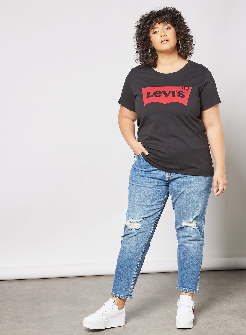 Plus Size Batwing Logo T-Shirt Black